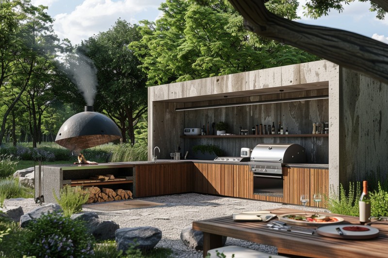 Kuchnia ogrodowa z piecem do pizzy. Projekt, materiały i 5 rzeczy, które warto przemyśleć przed budową
